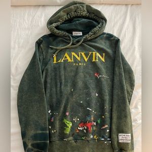 Lanvin x Gallery Dept. Logo Hoodie With A Worn Effect And Paint Marks